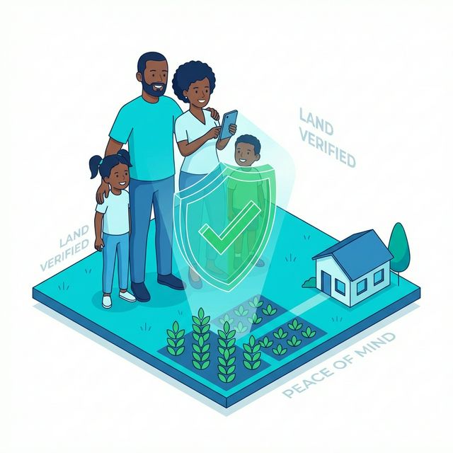 Famille heureuse vérifiant son terrain